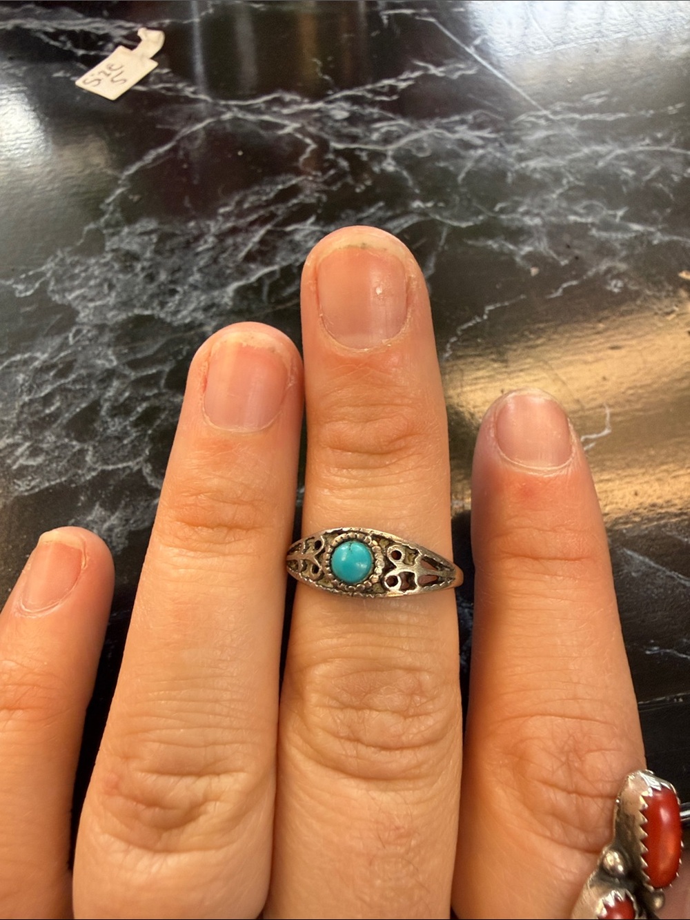 Sterling silver and turquoise ring - size 6